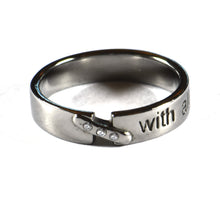 With all my love silver ring with black rhodium plating