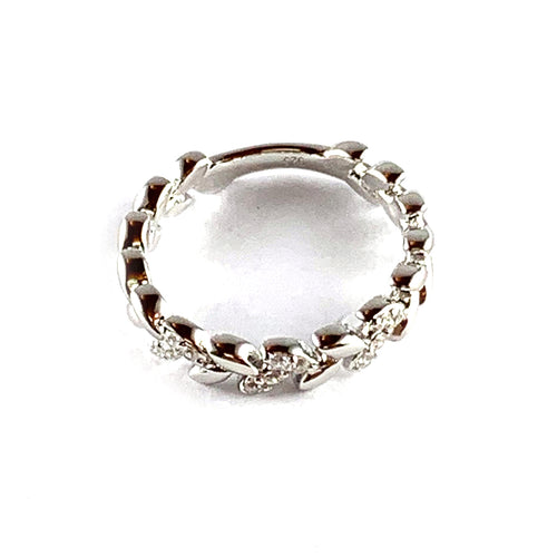 Wreath silver ring with CZ