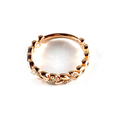 Wreath silver ring with CZ & pink gold plating