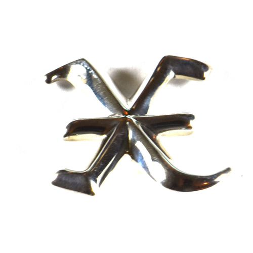 X old english fonts silver pendant