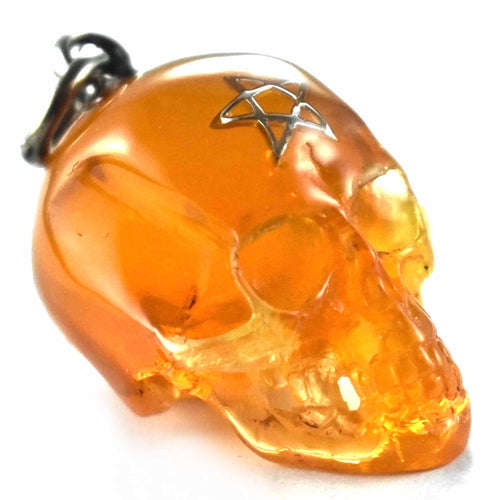 Yellow stone with star pattern silver pendant