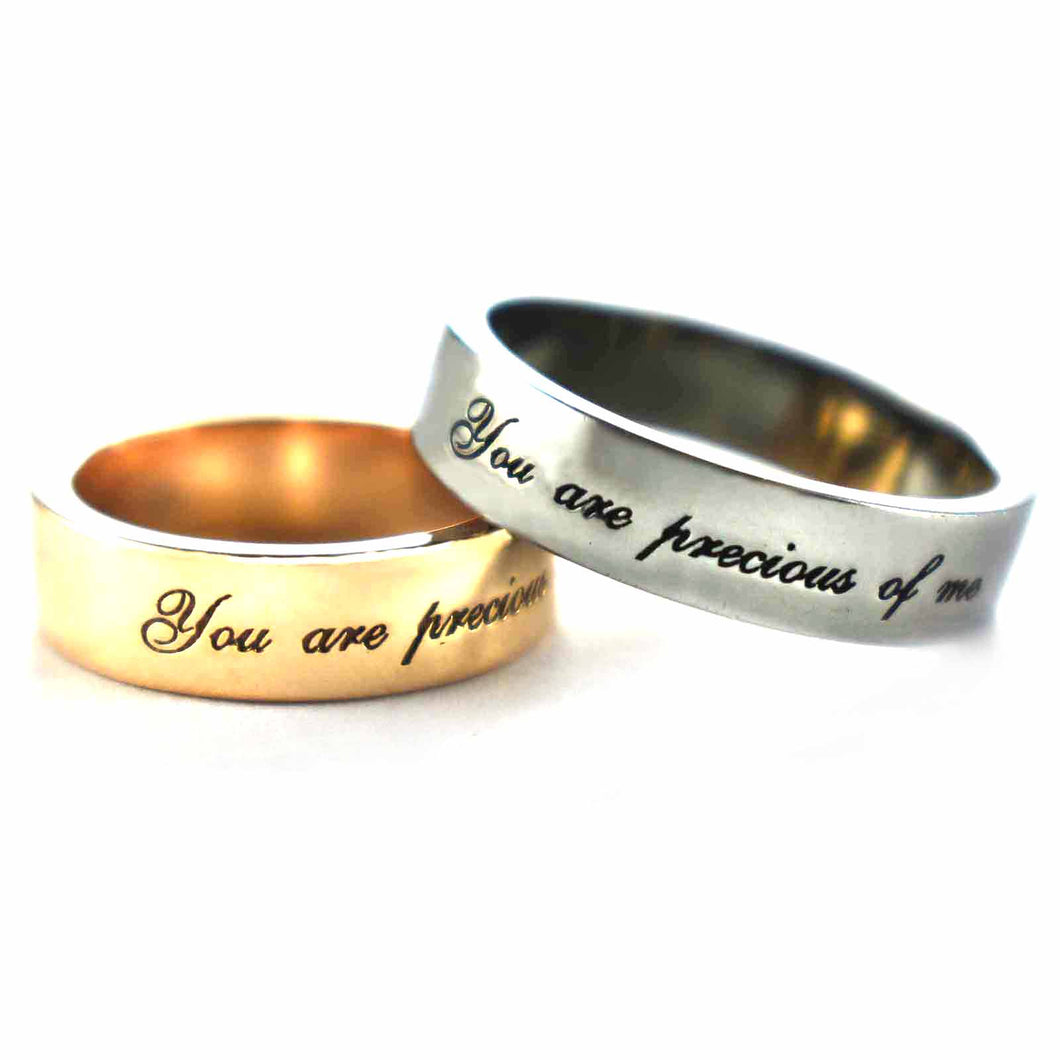 You are my precious of me silver couple ring with pink gold & black rhodium plating