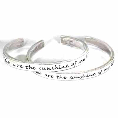 You are the sunshine of my life silver couple bangle