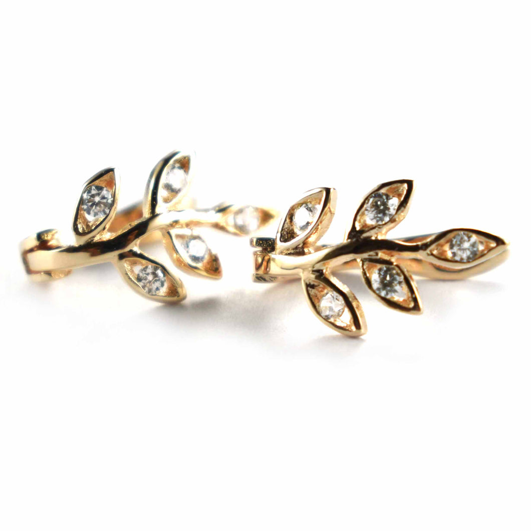 flower silver earring with white CZ & pink gold plating