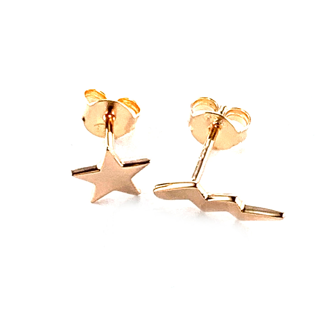 lighting & Star silver studs earring with pink gold plating