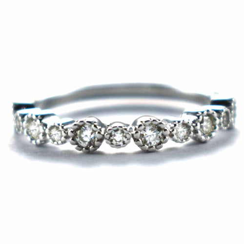 Multi circle silver ring with platinum plating & white CZ
