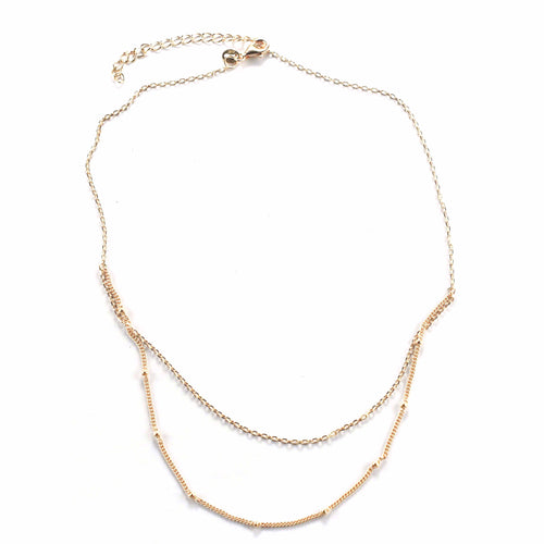 small ball silver necklace with pink gold plating